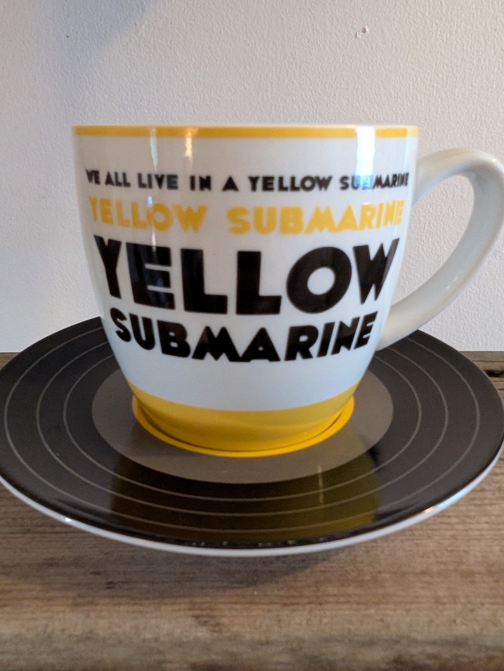 Submarine Yellow and Black 'Yellow Submarine' Mug with Saucer